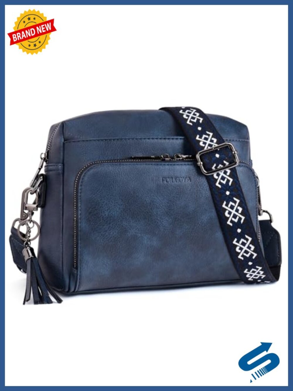 Vegan Leather Crossbody Bag with Built-In RFID Wallet